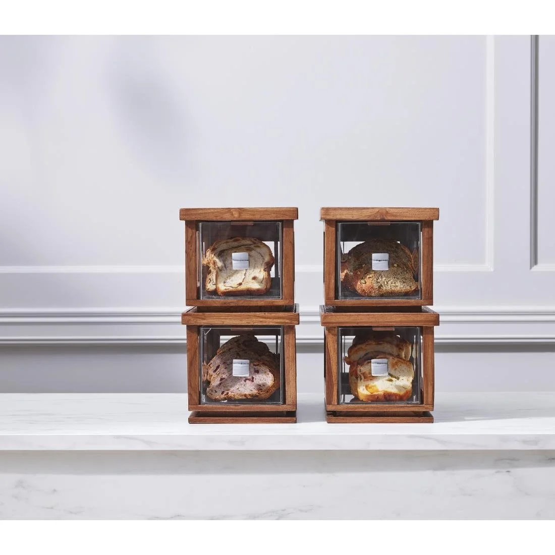 Steelite D.W. Haber Fusion Ash Grey Stackable Bakery Box with Acrylic Drawer - Image 4