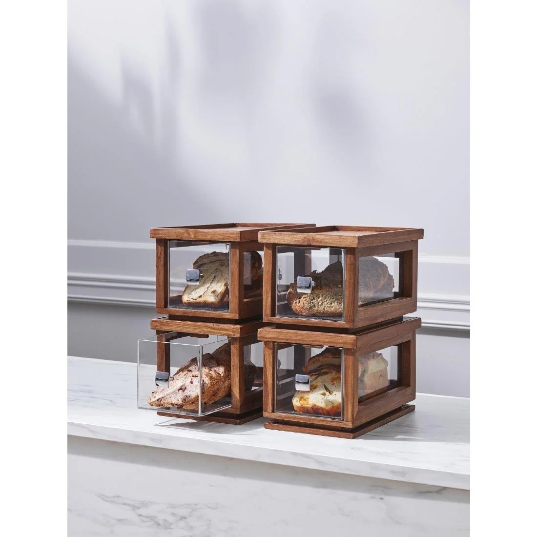 Steelite D.W. Haber Fusion Ash Grey Stackable Bakery Box with Acrylic Drawer - Image 5