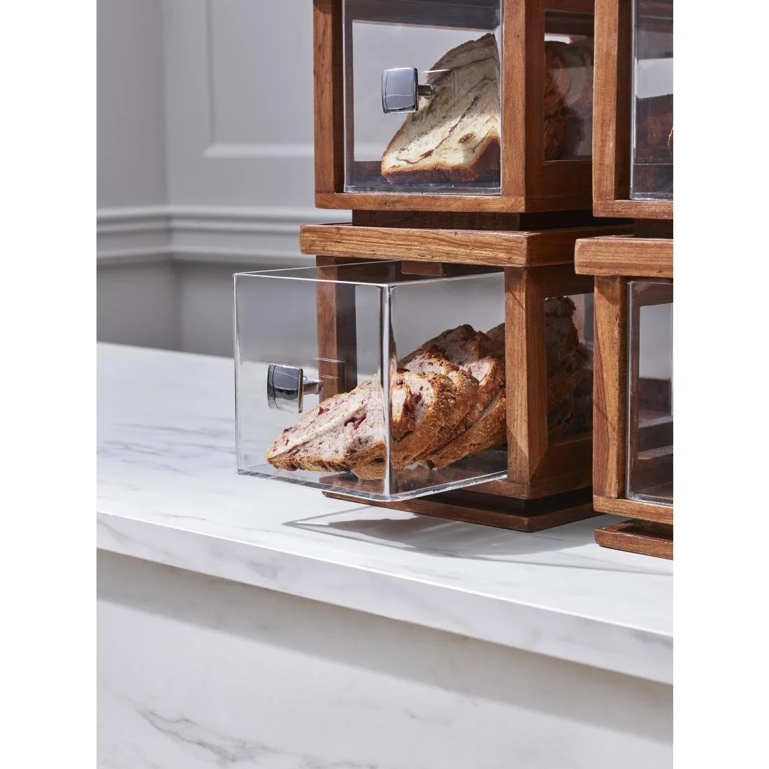 Steelite D.W. Haber Fusion Ash Grey Stackable Bakery Box with Acrylic Drawer - Image 6