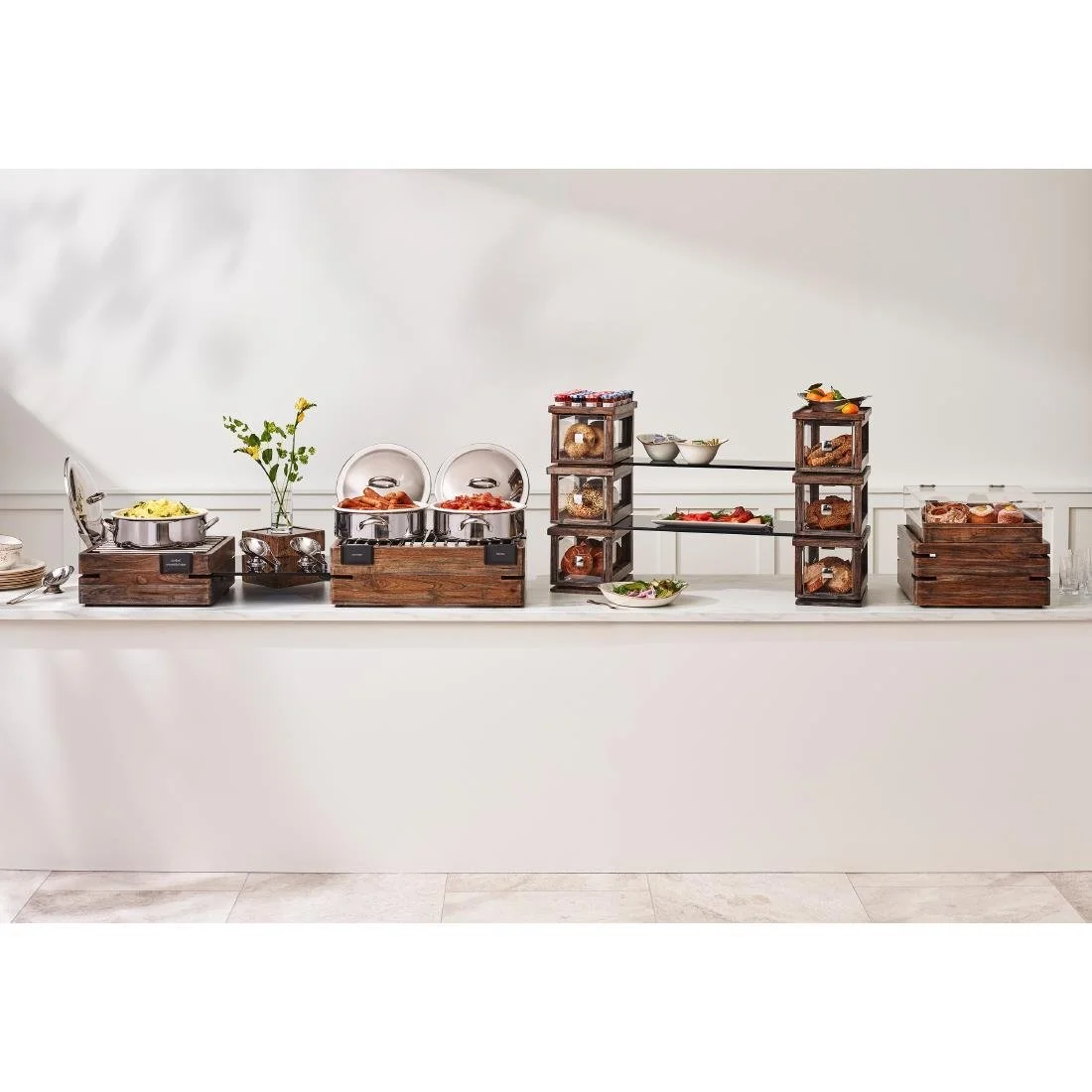 Steelite D.W. Haber Fusion Ash Grey Stackable Bakery Box with Acrylic Drawer - Image 2