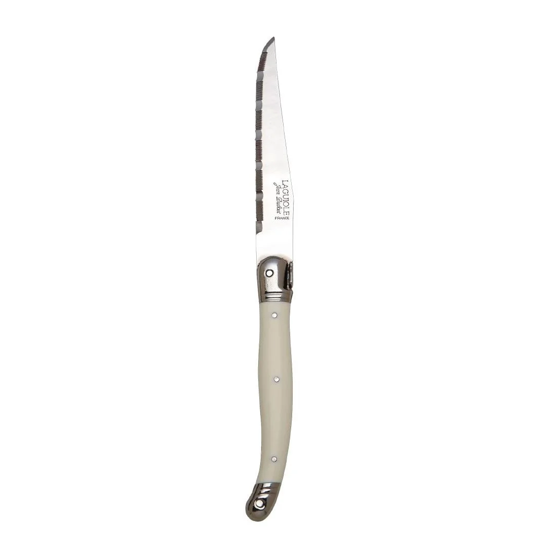 Laguiole Serrated Steak Knives White Handle (6 Pack)