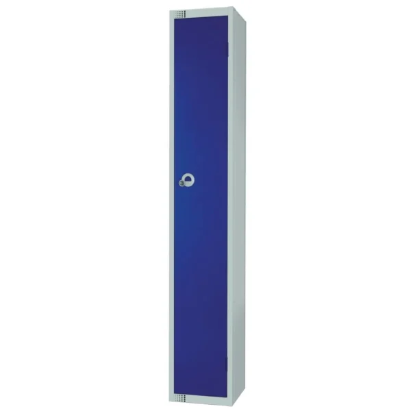 Elite Single Door Coin Return Locker with Sloping Top Blue