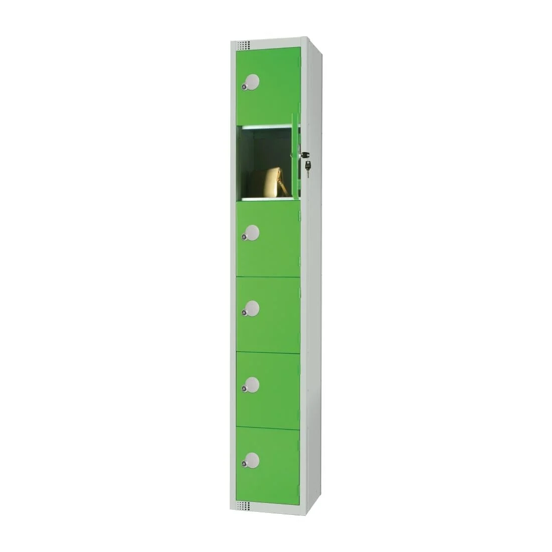 Elite Six Door Electronic Combination Locker with Sloping Top Green - Image 3