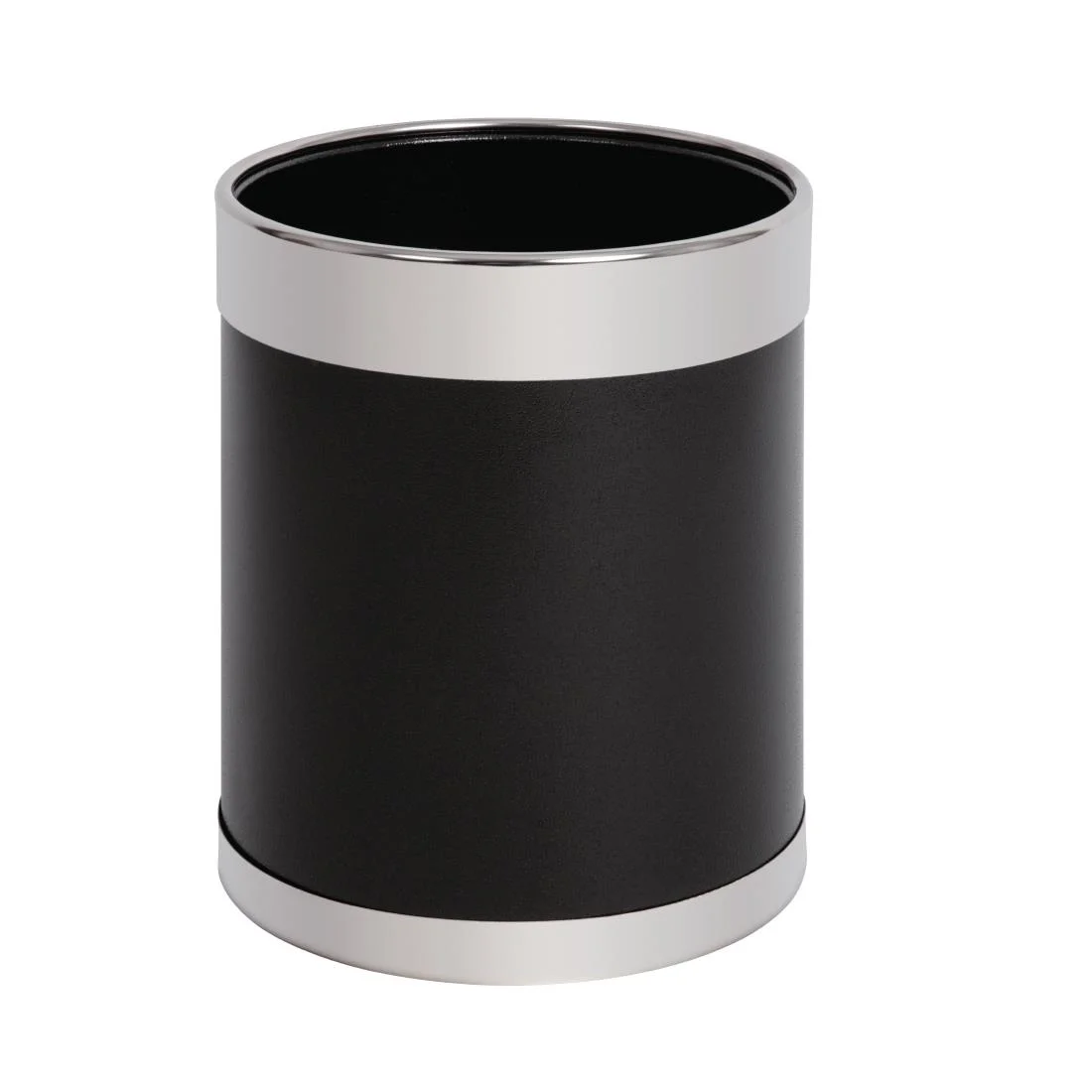 Bolero Black Waste Paper Bin with Silver Rim - Image 1