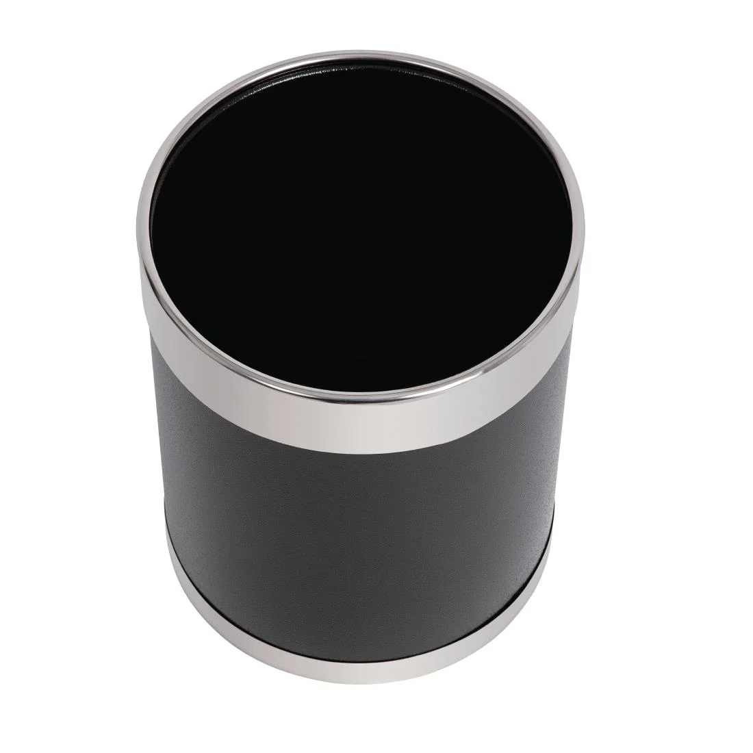 Bolero Black Waste Paper Bin with Silver Rim - Image 3