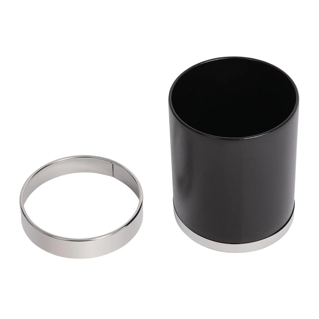 Bolero Black Waste Paper Bin with Silver Rim - Image 4