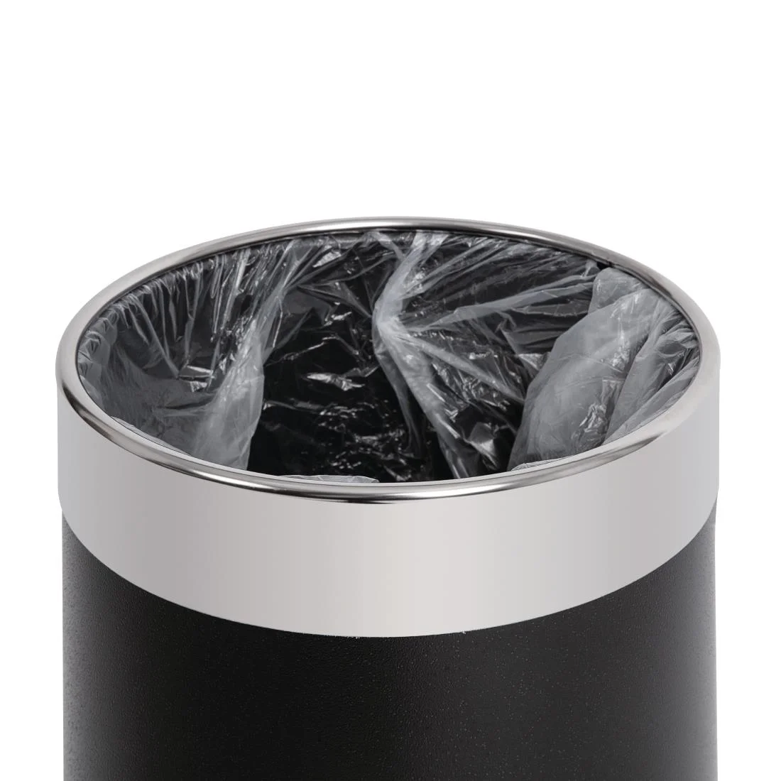 Bolero Black Waste Paper Bin with Silver Rim - Image 5