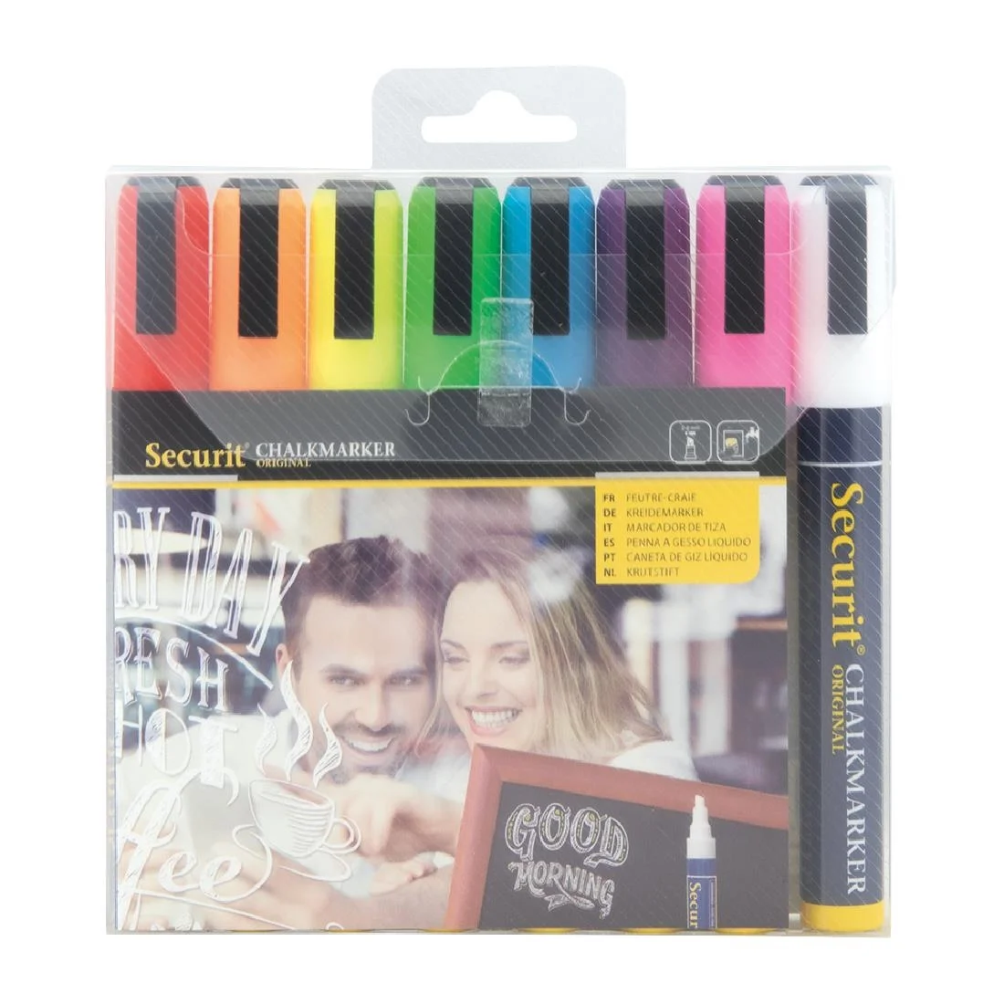Set of 8 Securit Chalkmaster 6mm Liquid Chalk Pens Assorted Colours - Image 1